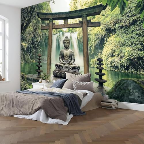 Papier peint Bouddha en soie pour masquer un grand mur blanc - 3