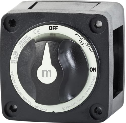 Image of Blue Sea Systems On /Off Battery Switch With Knob, Black, 6006200 m‑Series