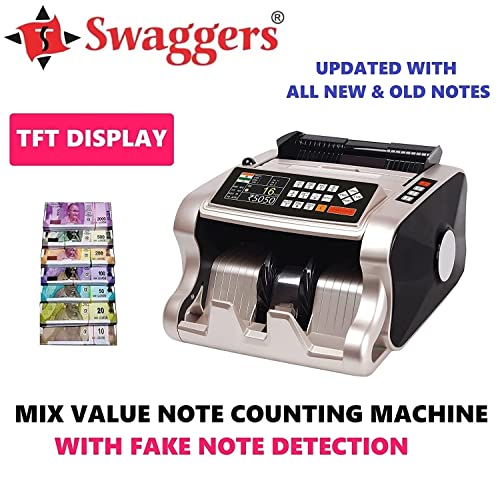 Image of swaggers Mix Denomination Value Note /Money Counting Machine with Fake Note Detection Updated for All New Notes 10,20,50,100,200,500