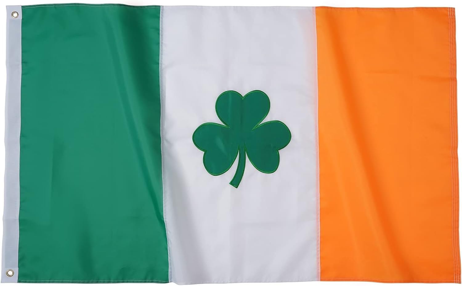 Bradford Irish Shamrock Flag 5X8 ft Outdoor, Embroidered St Patricks Large Irish Flags Heavy Duty, Double Sided Flag of Irish with 3 Brass Grommets for House Outside Inside Decoration
