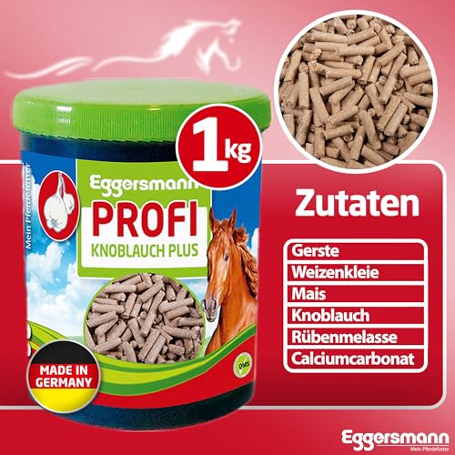 Eggersmann Mein Pferdefutter Profi Knoblauch Plus 1 kg – Ergänzungsfuttermittel für Pferde – Gegen Fliegen, Bremsen & Stechmücken – Unterstützt den Stoffwechsel & die Immunabwehr