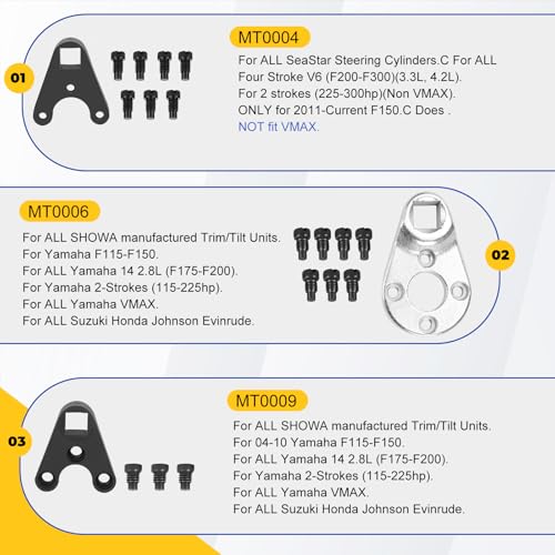 Image of Outboard Trim Tilt Pin Wrench Tools Set MT0004 38mm & MT0006 32mm & MT0009 35mm Compatible with Yamaha Suzuki Johnson Evinrude to Remove Trim /Tilt Caps Seals on Hydraulic Steering Cylinders (Set of 3)
