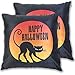 TIZORAX Happy Halloween z czarnym kotem poszewki na poduszki 40 x 40 cm, dekoracyjna kwadratowa poszewka na poduszkę, 2 sztuki