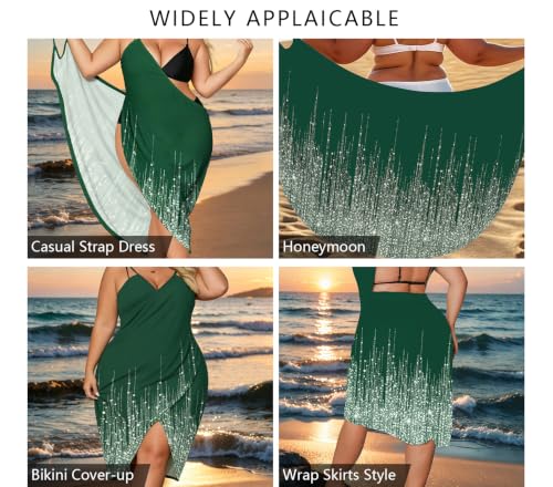 ZIRHYSTA Plus Size Beach Cover Up, Swimsuit Backless Sarong Wrap Green,1XL — view 5