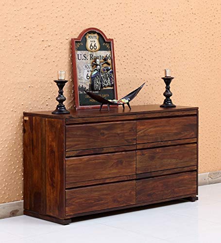 Royal Wood Solid Sheesham Wood Chest of 6 Drawers for Living Room Bedroom, Wooden Kitchen Cabinet Storage in Honey Finish
