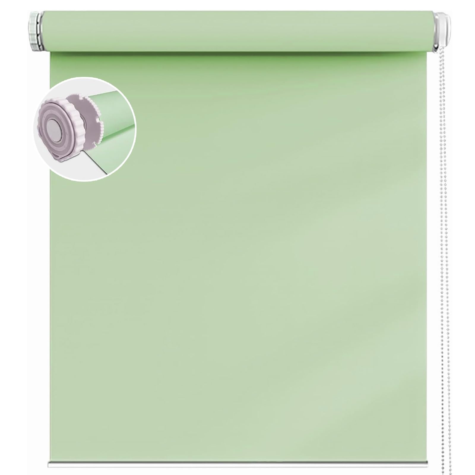 Blackout Fabric Roller Blinds 100 x 130 cm Thermal Insulated Privacy Protected Light Filtering Day and Night Blinds Easy Fit Roller Blinds for Home Office Bedroom, Tender Green — image 1
