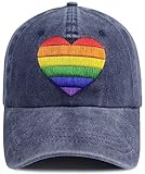 LGBTQ Accessories for Men Women, Funny Embroidered LGBT Gay Pride Decorations Hat, Adjustable Lesbian Pride Love is Love Rainbow Heart Baseball Cap, Birthday Gifts for Him Her Boyfriends Girlfrends