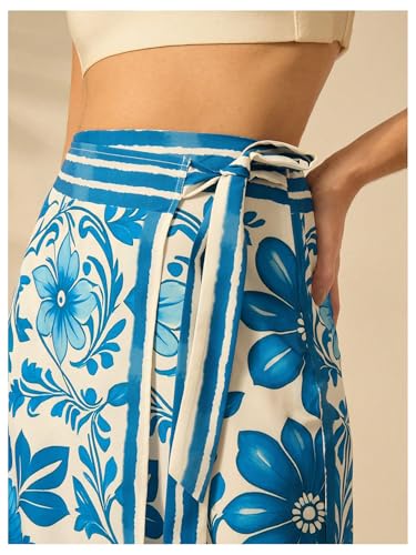 Verdusa Women's Floral Print Long Wrap Skirts Vintage Tied High Waisted Midi Skirt4