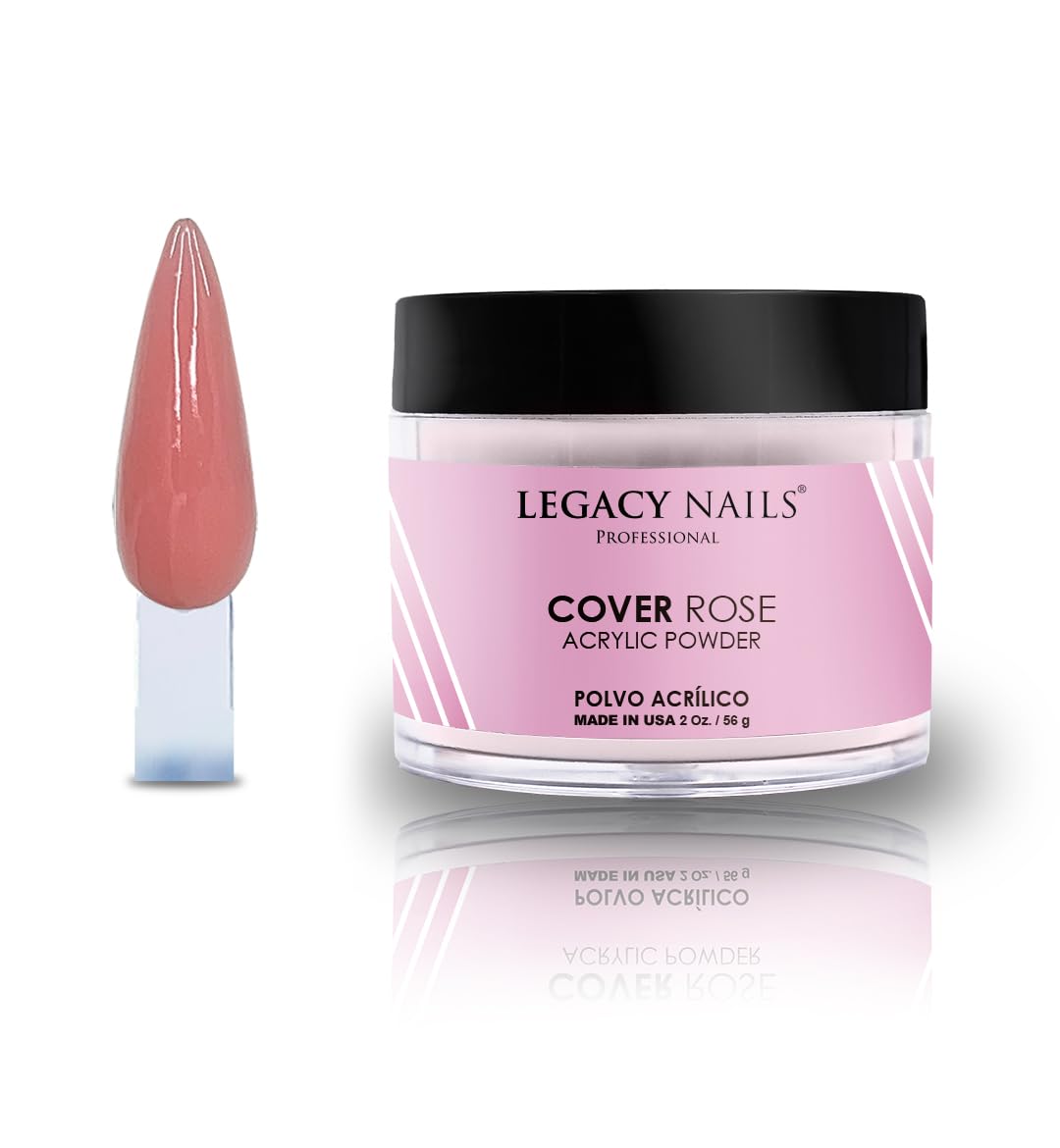 Legacy Nails Professional Cover ROSE Acrylic Powder, 2 ounces - Ideal For French Nail Art, Create Nail Art, Nail Extension That Provide a Healthy,