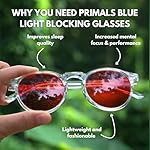 PRIMALS Blue Light Blocking Glasses - Extra Strength - Blocks 99.9% Blue Light - Improves Sleep & Focus - Computer/Gaming/TV/Phones - (Red Lens + Clear Frame) - Image 4