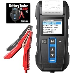 12V/24V Car Battery Tester, TOPDON BT300P Automotive Battery Load Tester | 100-2000 CCA Battery Tester with Built-in Printer, Battery, Cranking and Charging System Test, Reverse Polarity Protection