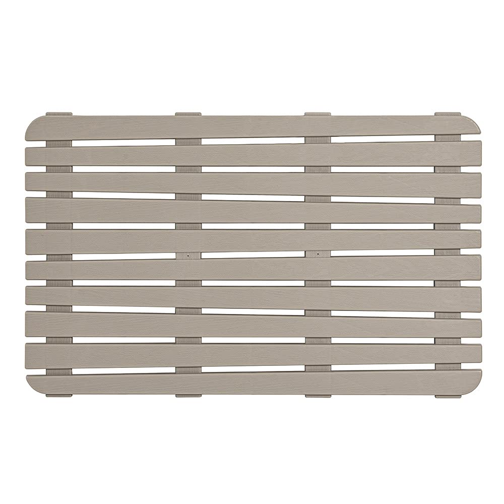 Pedana Doccia Antiscivolo Rettangolare, 80x50x2.5 cm, PP Alta Resistenza Ideale per Interno Esterno (Tortora)