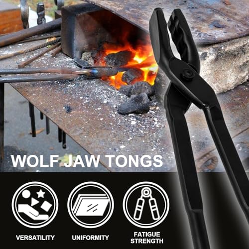 Beginner Blacksmith Starter Assembled Bladesmith Knife Making Tongs Anvil Vise Forge Wolf Jaw Tongs (15 in) by Deargooday - Image 6