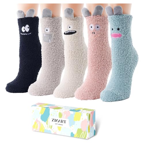 Fuzzy Socks for Women - Teen Girls Colorful Indoors Animal Slipper Socks