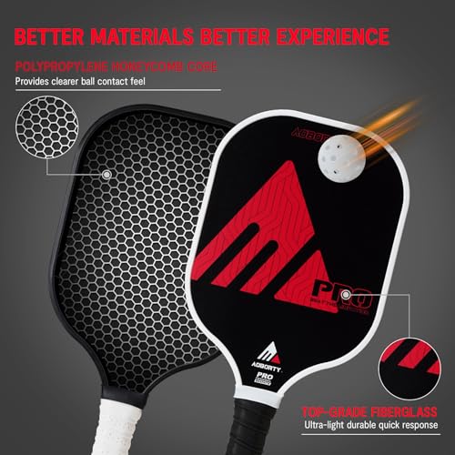 Image of AOBORTY Pickleball Paddles 4 Pack - USAPA Light Graphite Premium Rackets Fiber Face & Polymer Honeycomb Core Pickleball Set with 4 Outdoor Indoor Balls Including Portable Carry Bag