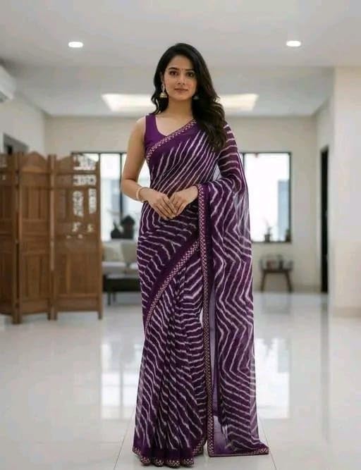 Women’s Soft Georgette Lace Work Saree – Casual WearPurple Muskan-image-32