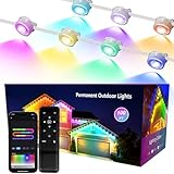 Sumaote パーマネントアウトドアライト ハウス用 100フィート RGB スマートIC マルチカラー 屋外照明 音楽モード付き 65シーンモード 72個のLED防水軒ライト ハロウィーン クリスマスの装飾用