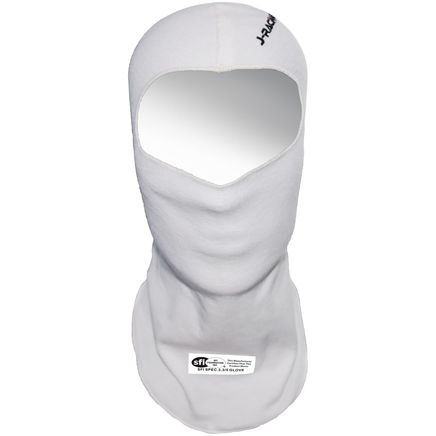 J-RACING® Racing Balaclava, Lightweight Aramid Knit, SFI 3.3 Certified, Flame Retardant, Stretch Fit & Breathable Head Sock for Auto Racing- White