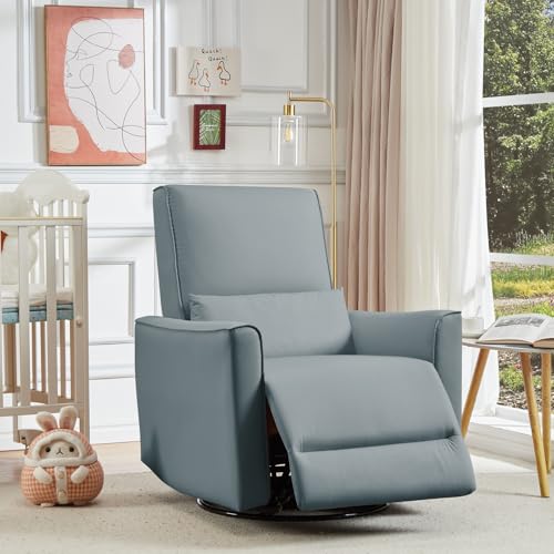 Sillón giratorio reclinable con tapizado gris miniatura 3