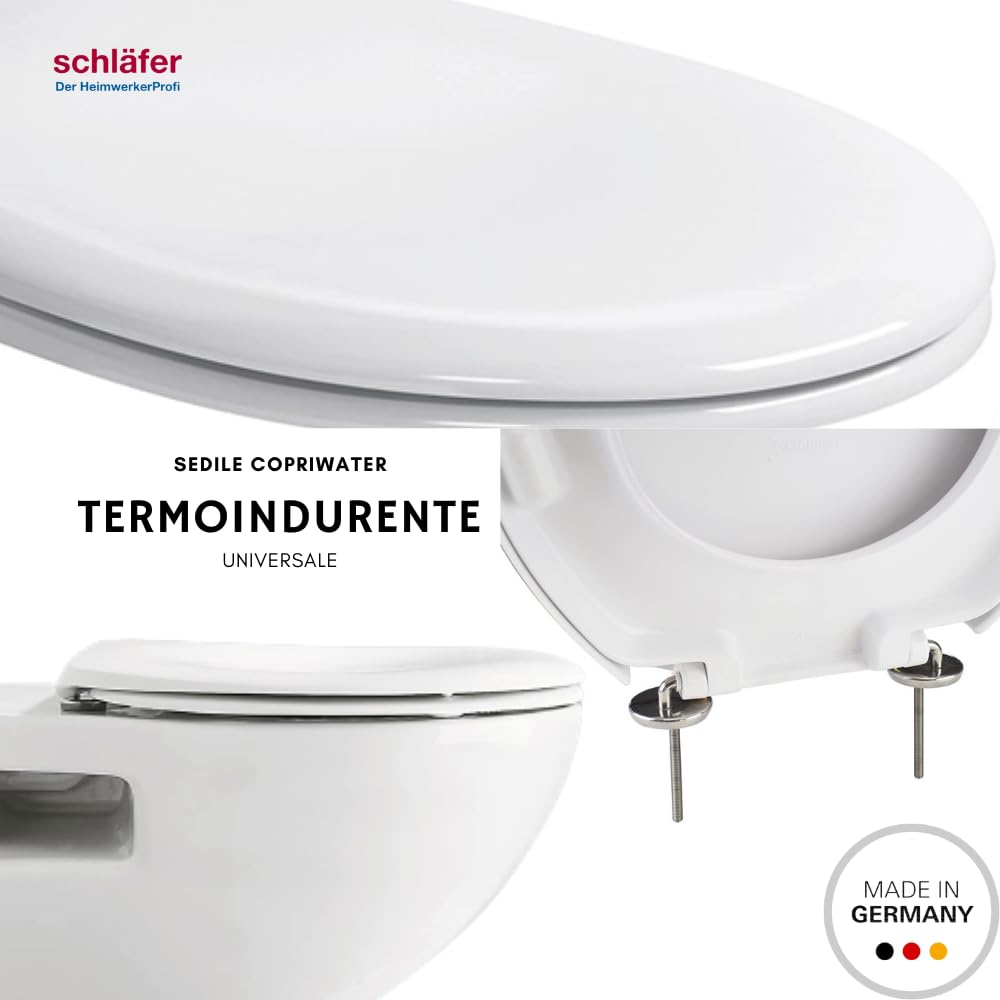 Schläfer 4633101 | Copriwater Universale Sedile Wc, Coprivaso in Thermoplast, Copri Wc Termoplasico con Cerniere Regolabili. Colore Bianco Lucido