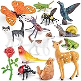 THINKBAY Realistic Animal Figurines Set,14PCS Assorted Insects, Birds, Mammals & Reptiles Figures for Kids Nature Exploration, Science Educational Toys, Desktop Decor, Learning Toy, Sensory Toys