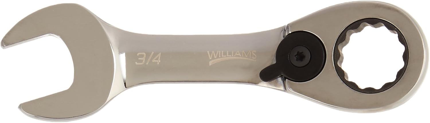 Williams 1224RCS 3/4-Inch Stubby Reversible Ratcheting Comb Wrench, 12 Point