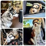 NAMSAN Hundebrille mit Weit Sichtfeld, UV-Schutz Große Hunde Sonnenbrille, Augen Schützen Klare Hund Schutzbrille mit Verstellbare Band und Schwammnasenpads