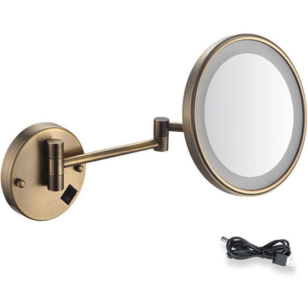 Miroir de rasage de salle de bain mural et pivotant à 180° sans fil gênant