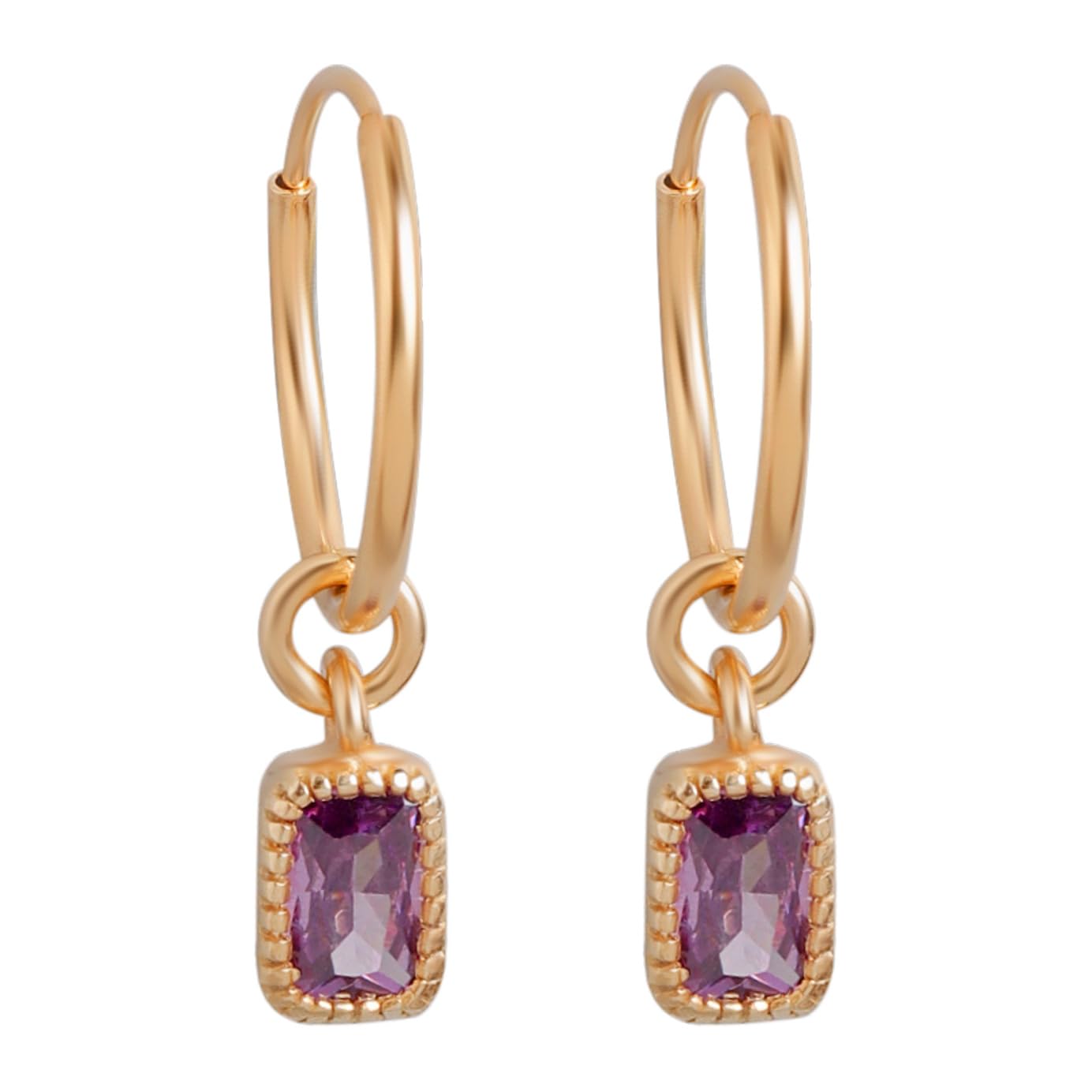 ZAVYA 925 Sterling Silver Purple Lavender Coloured Designer Rectangular Drop Rose Gold Plated Bali Hoop Earrings For Women With Certificate of Authenticity & 925 Hallmark| Gift for Women & Girls (B0CSN418GV) Amazon Price History, Amazon Price Tracker