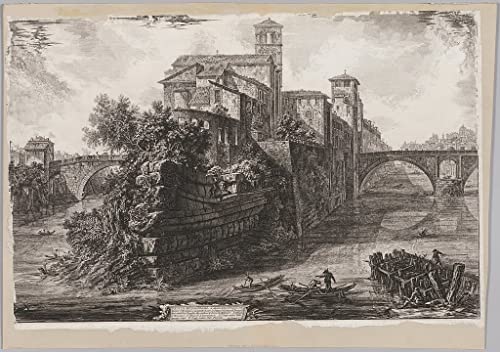 Affiche Vues de l'Isola Tiberina Piranesi Impression Toile Salon 60x90cm