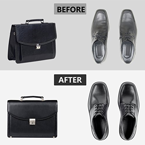 Shoe Shine Brush Kit Shoe Care Kit Shoes Brushes polishing & Cleaning Kit with PU Leather Sleek Elegant Case(Small, Black)
