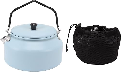 GLOGLOW 0.9L Camping Kettle, Portable Outdoor Tea Coffee Pot Hiking Cooking Gear Hot Water Kettle with Carrying Bag for Camping Picnic Stove Top