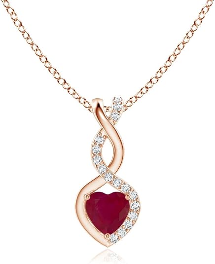 Angara Heart-Shaped Ruby Infinity Necklace
