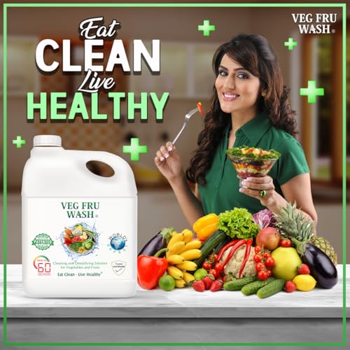 Image of Natural Fruit & Vegetable Wash Liquid - 5L Economy Pack, Removes Pesticides, Wax & Bacteria, Food-Grade Disinfectant Works in 60 Sec, Patented & Scientifically Proven Detoxifying Solution