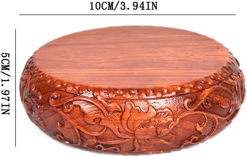 BABETT Bonsai Pedestal Vase Pedestal Stands Flower Pattern Wood Carving Base Solid Wood Base Vase Stone Jade Teapot Aquarium Buddha Statue Base Decoration Planter Stand Plant Holder (Size : A)