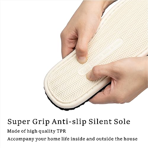 Image of Chantomoo Slippers for Women Memory Foam House Womens Slipper Slides Home Bedroom Bathroom Spa Open Toe Corduroy Bow Slippers Cozy Comfortable