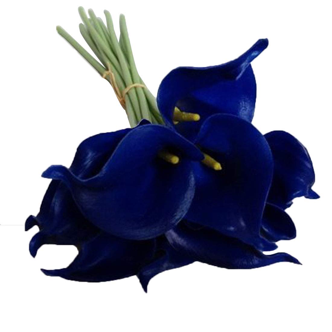 Calcifer 10Pcs Real Touch Calla Lily Bridal Latex Wedding Bouquet Flower Bouquets (Blue)