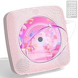 CD-Player mit Lautsprechern CD-Player für Zuhause:Desktop Wand CD Player Bluetooth Tragbare Kegaudio mit Staubschutz LCD Bildschirm Display FM-Radio USB AUX Klinke Fernbedienung Schwarz (Rosa)