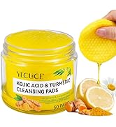 Tampons nettoyants à l'acide kojique et au curcuma, 50 tampons exfoliants pour le visage en coton, curcuma P...