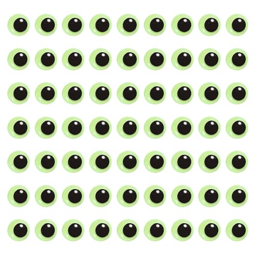 ccHuDE 400 Pcs 8mm Mini Glowing in Dark Eyes Plastic Googly Wiggle Eyes Self Adhesive Eyes Halloween Sticky Eyes Small Round Wiggle Eyes Glowing Craft Eyes for Decoration