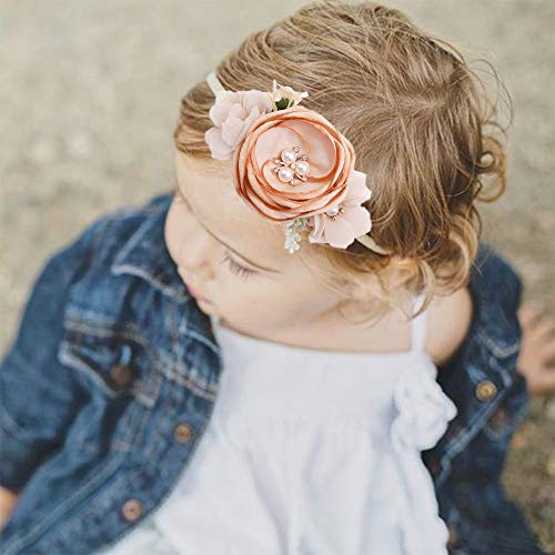 Oosaku Baby Girl Flower Headbands Set Elastic Floral Headbands 3Pcs Soft Nylon Hair Band For Newborn Toddler Hair Accessories #TOP2