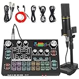 RHM X7 Podcast Equipment Bundle with 48V Phantom Power, Condenser Microphone, 4 Customized & 12 Preset Sound Effects, Support Voice Changing/Noise Reduction, Perfect for TikTok, Youtube, Facebook live