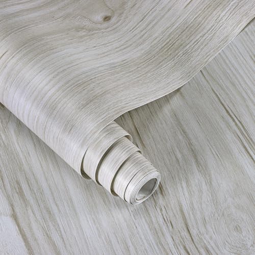 Vinjiasin Wood Peel and Stick Wallpaper Oak Light Wood Grain Contact Paper Self-Adhesive Waterproof Wood Wallpaper for Countertops Cabinets Drawer Shelf Liner 17.7