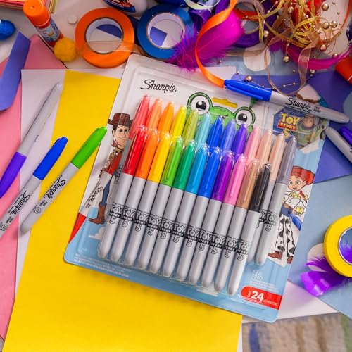 Image of Sharpie Permanent Markers, Toy Story 5 Packaging, Assorted, Fine Point, 24 Count