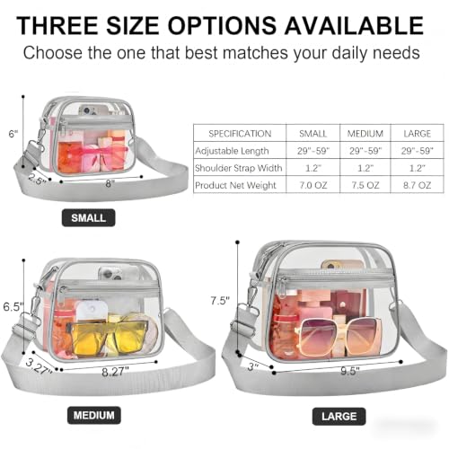 Image of USPECLARE Clear Bag for Stadium Events Clear Sports Fan Handbags Purses | Unisex 0.4 mm Thickened Waterproof PVC,Approved for Concerts,Game Days,Outdoor Events