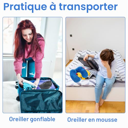 Coussin De Voyage Avion : Oreiller Gonflable de Voyage,2 Sets Coussin Voyage Ergonomique,Compac... – Image 5