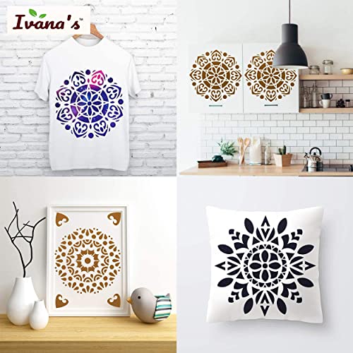 IVANA'S Art & Craft Stencil for Art & Craft, Reusable DIY Decorative Stencil for Painting on Canvas, Fabric, Cloth, Paper, Glass, Furniture and Wall, Size - 6 x 6 inch, IVS-411, Off White