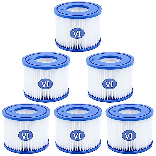 SAMSYOKI 6 Piezas Cartucho de Filtro de Piscina Tipo Vi, Cartuchos de Filtro 58383/58381/58093/58094 para Lay-Z-SPA, Miami, Monaco, Vegas, Palm Springs