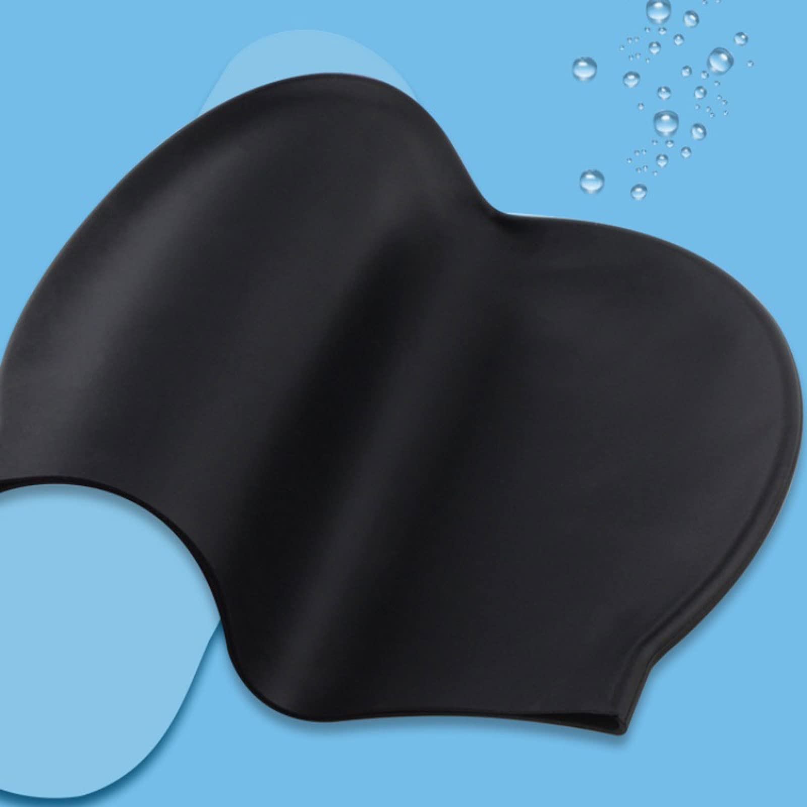 Badekappe aus Silikon, wasserdicht, für Erwachsene, Herren, Damen, Gehörschutz, Langhaar, Sonnenschutz, einfarbig, für Schwimmbad, Wassersport, 5 Stück