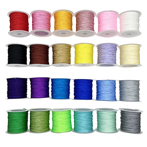 Yayatty Nylonfaden Nylonschnur 24 Farben 0.8mm Gewachste Baumwollschnur Geflochtener Nylonfaden für Schmuckherstellung DIY Handwerk Cover
